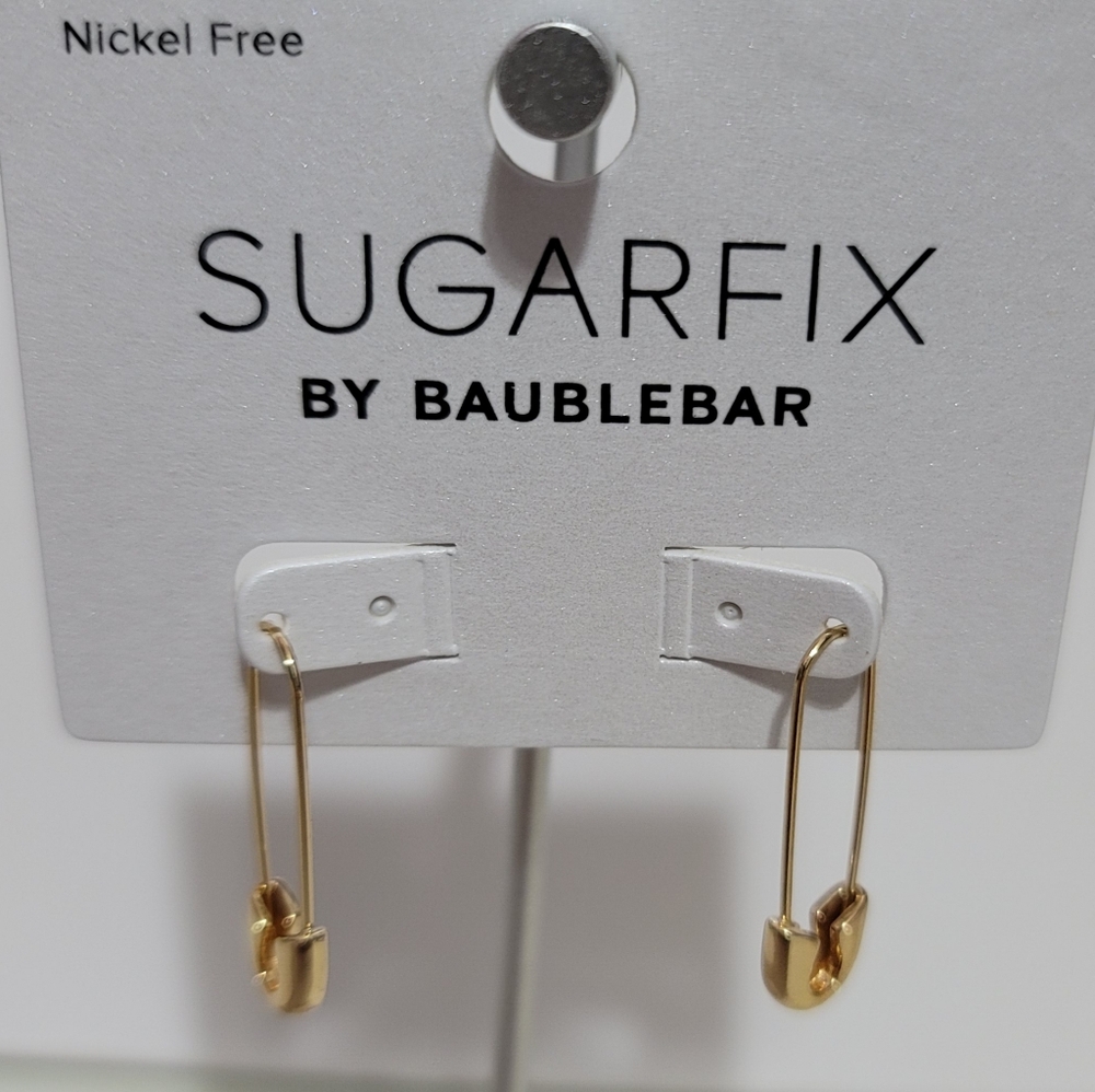 Baublebar Sugarfix Safety Pin Gold Tone Earrings